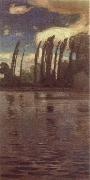 Jan Stanislawski Poplars Beside the River oil painting
